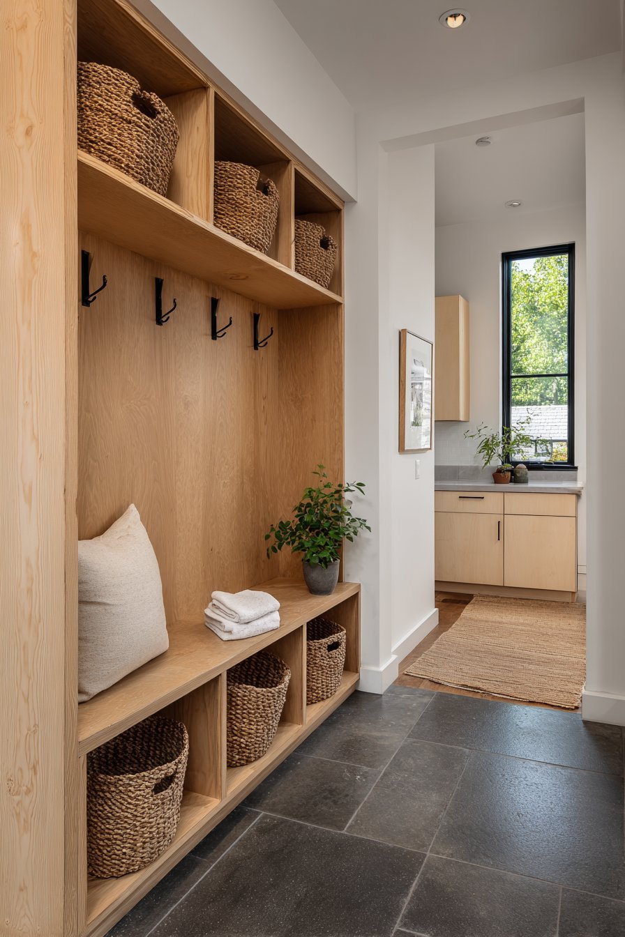 Mudroom Transition with Built-In Organization