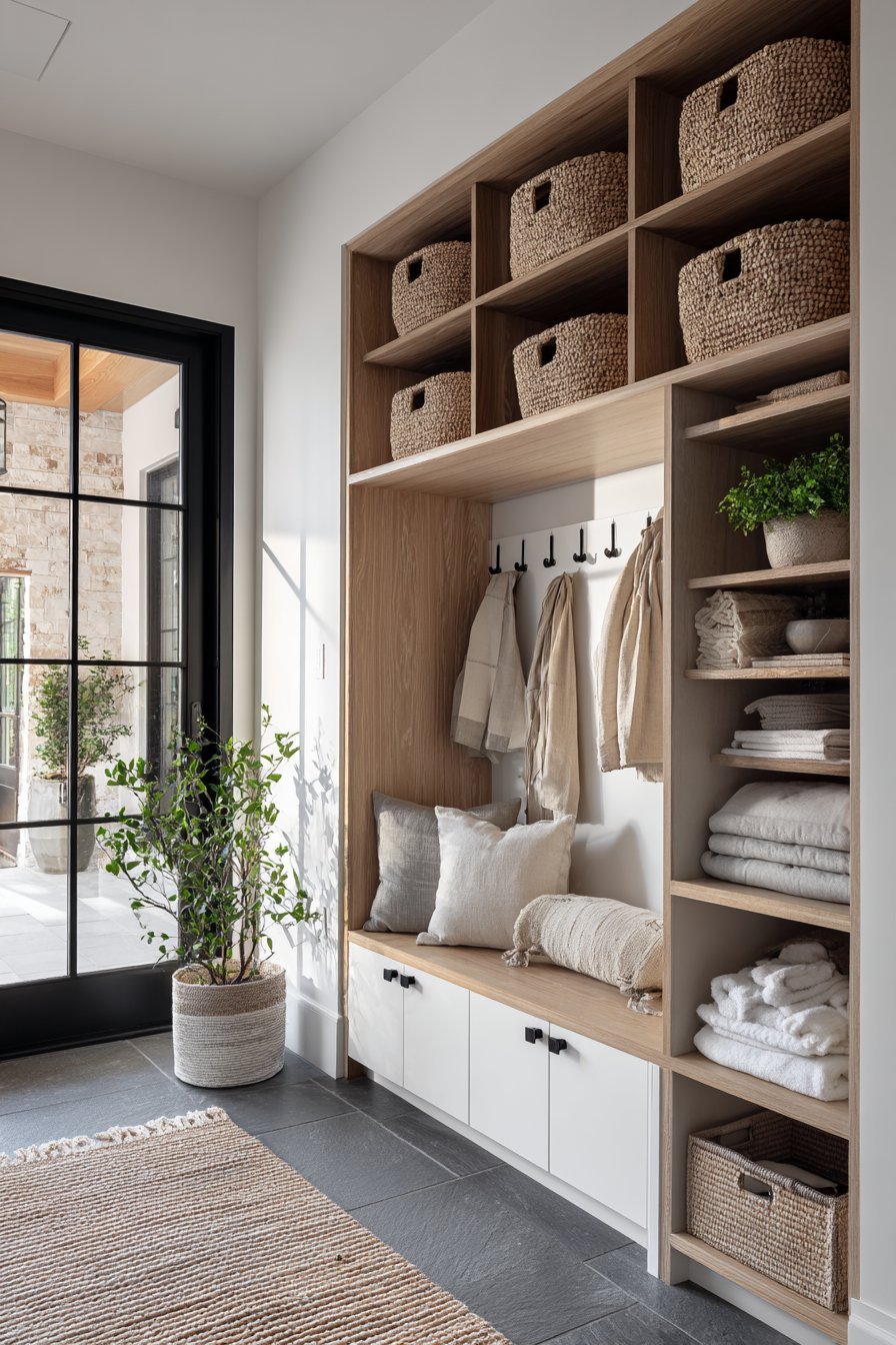 Mudroom Transition with Built-In Organization