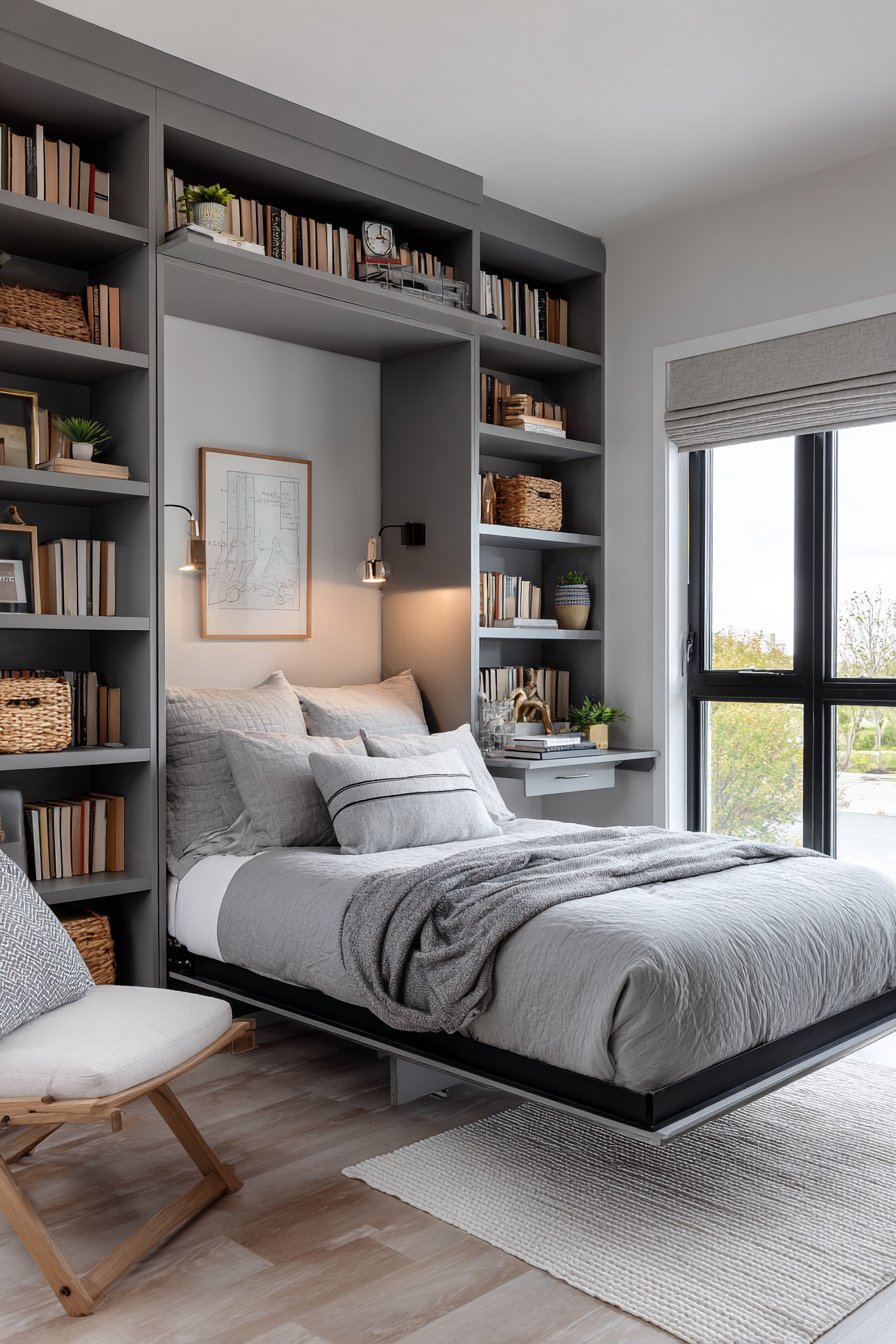 Studio Apartment Murphy Bed Library