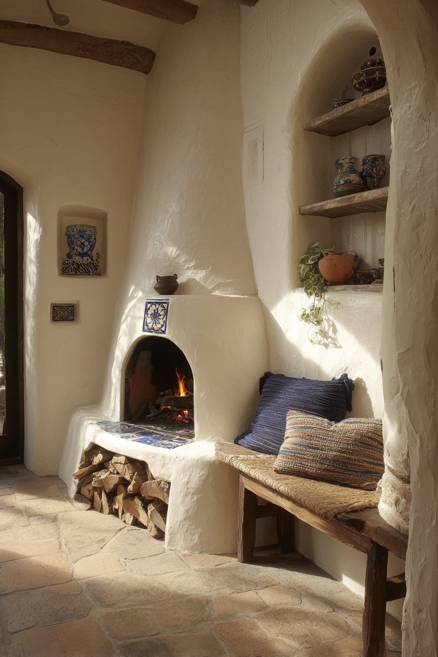 Adobe Kiva Fireplace Corner