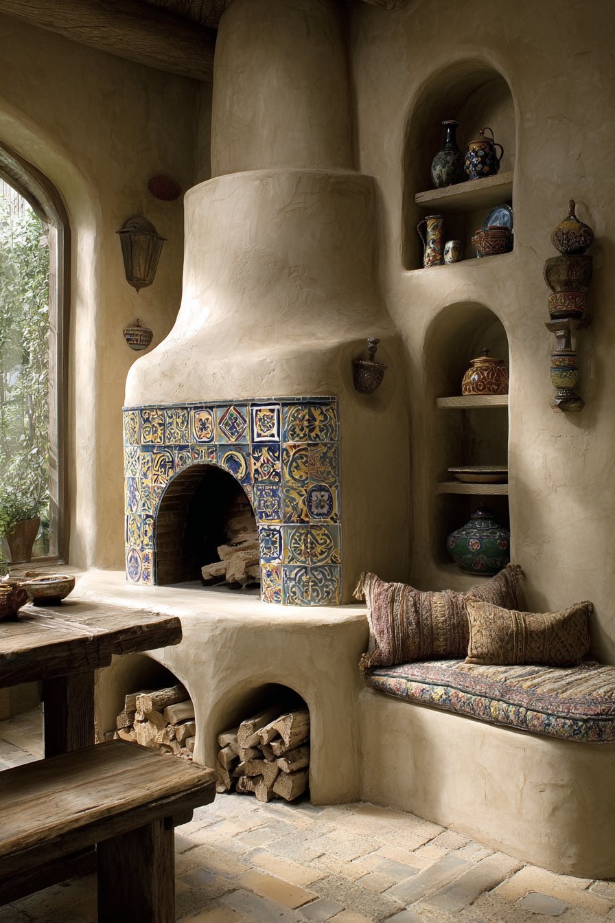 Adobe Kiva Fireplace Corner