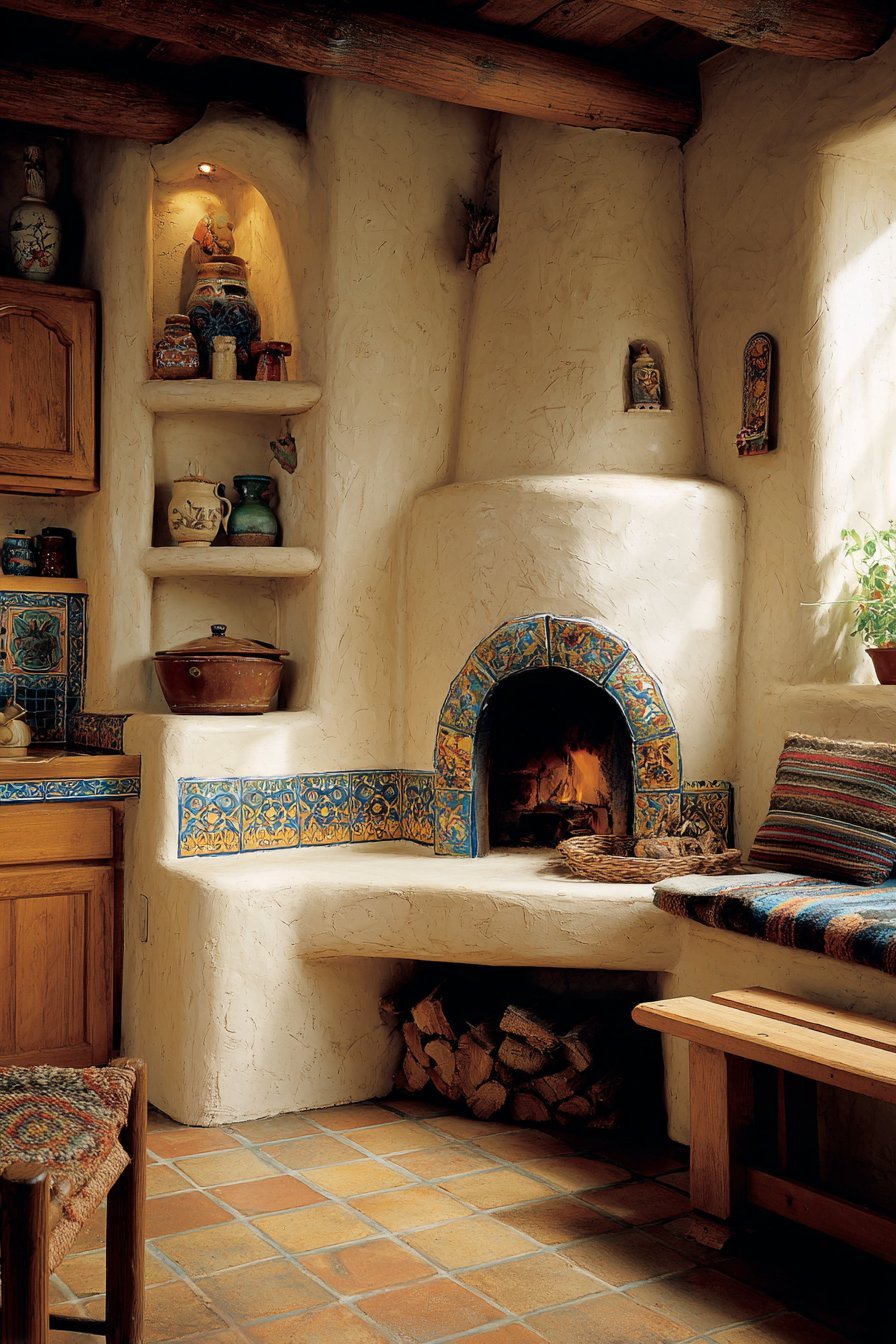 Adobe Kiva Fireplace Corner