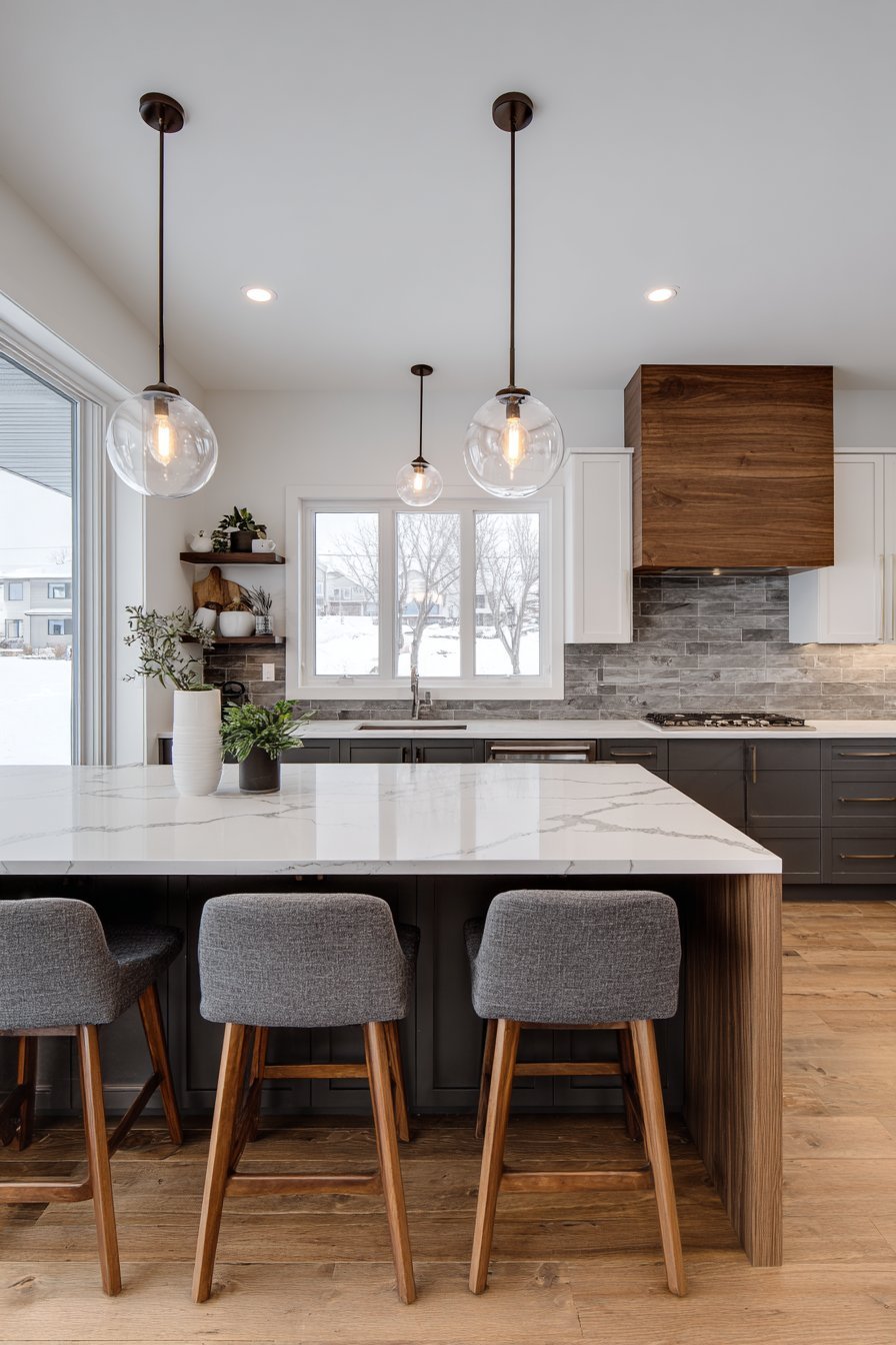 Custom Grey-Stained Oak with Wood Grain Detail