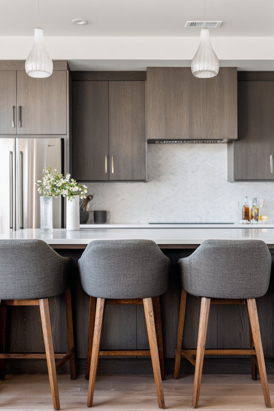 Custom Grey-Stained Oak with Wood Grain Detail