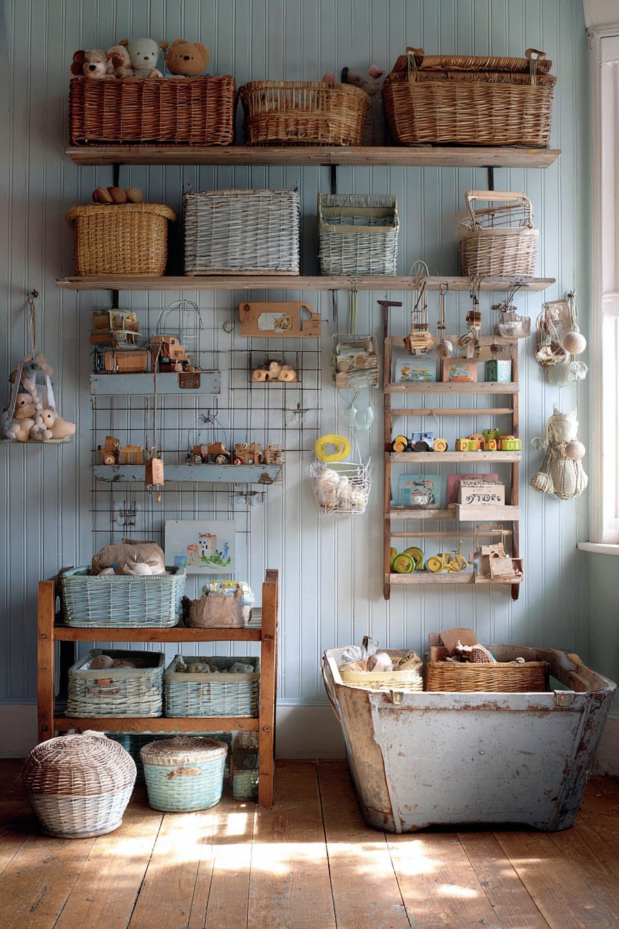 Eclectic Creative Mixed Storage Solutions Wall