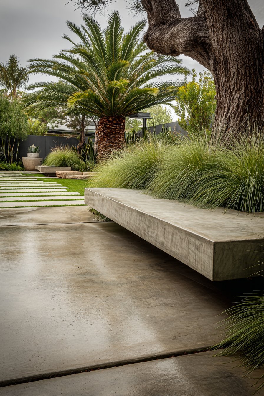 Minimalist Concrete Meditation Space