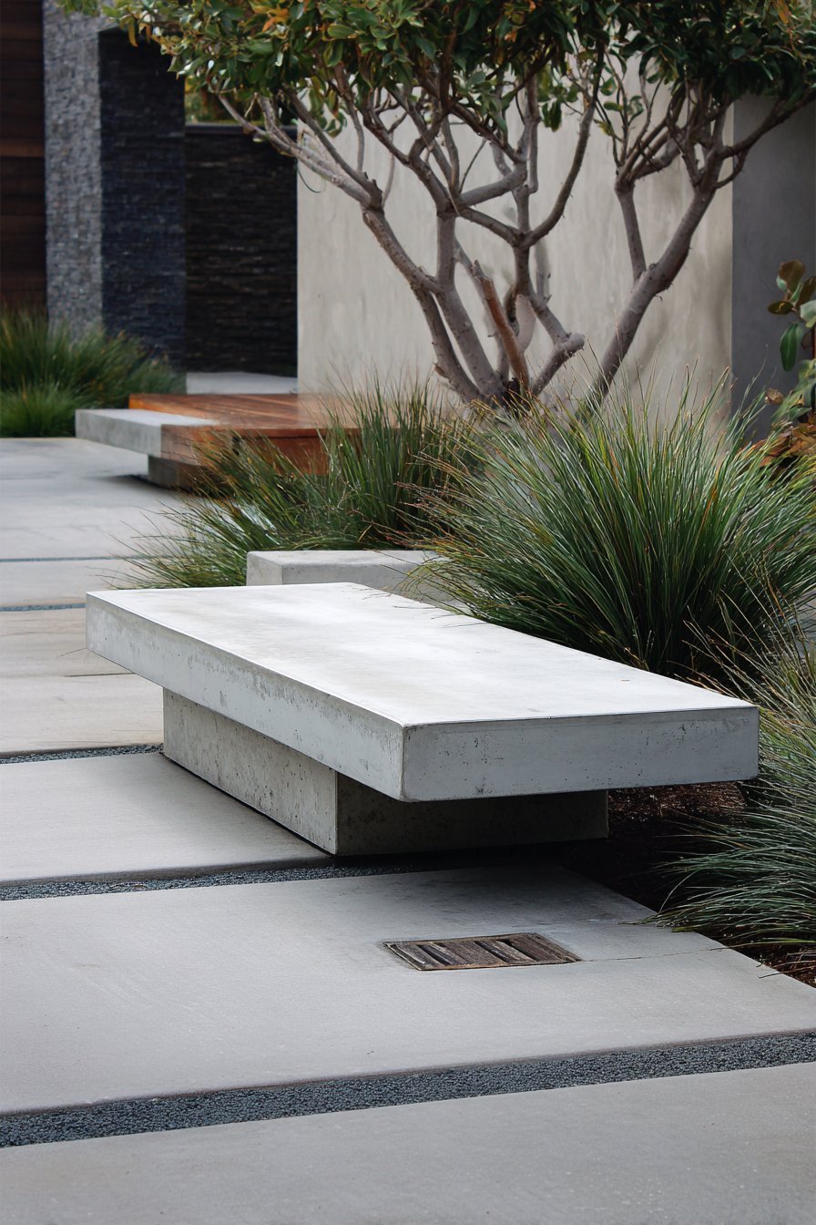 Minimalist Concrete Meditation Space