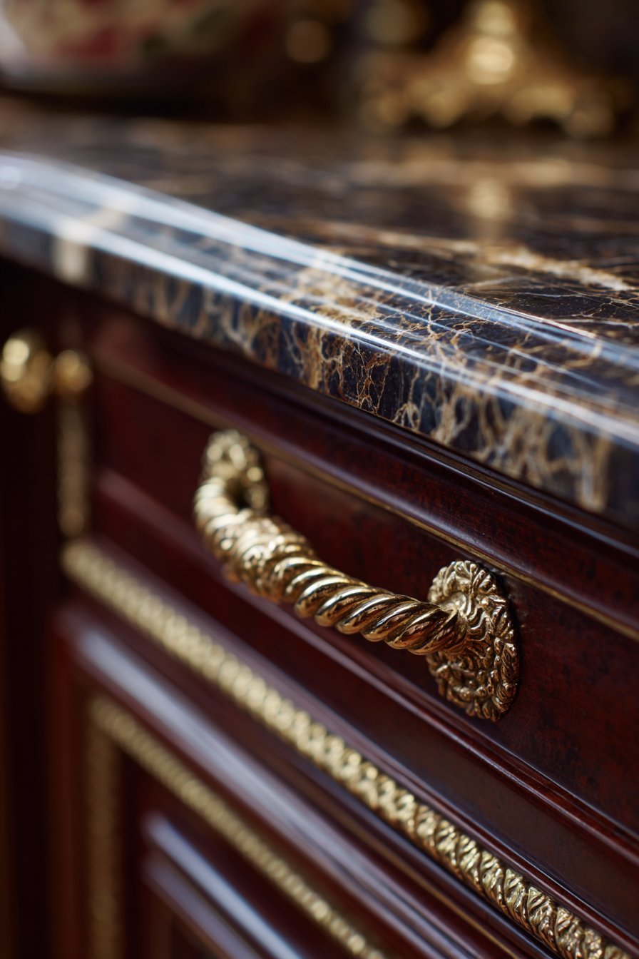 Ornate Brass Hardware Detail Closeup