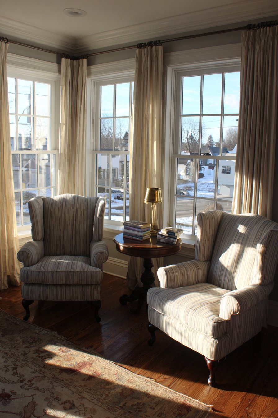 Traditional Sitting Area with Wingback Charm