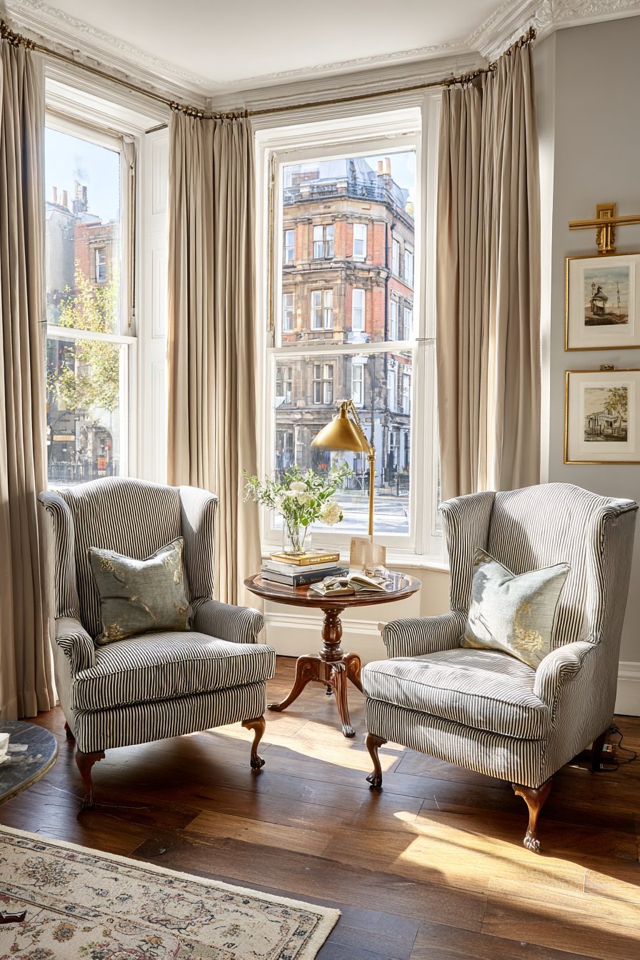 Traditional Sitting Area with Wingback Charm