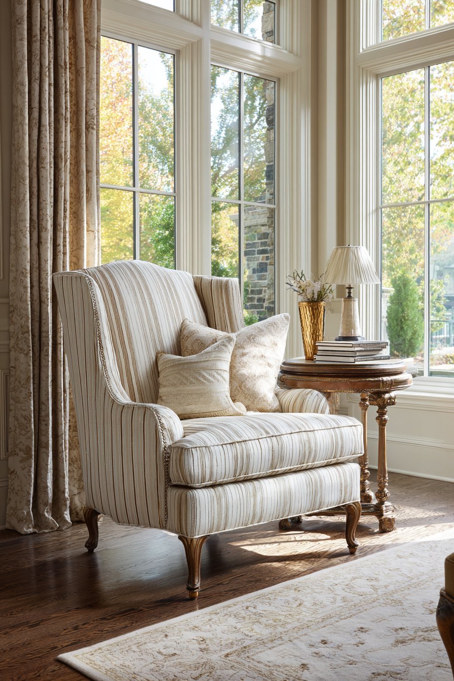 Traditional Sitting Area with Wingback Charm