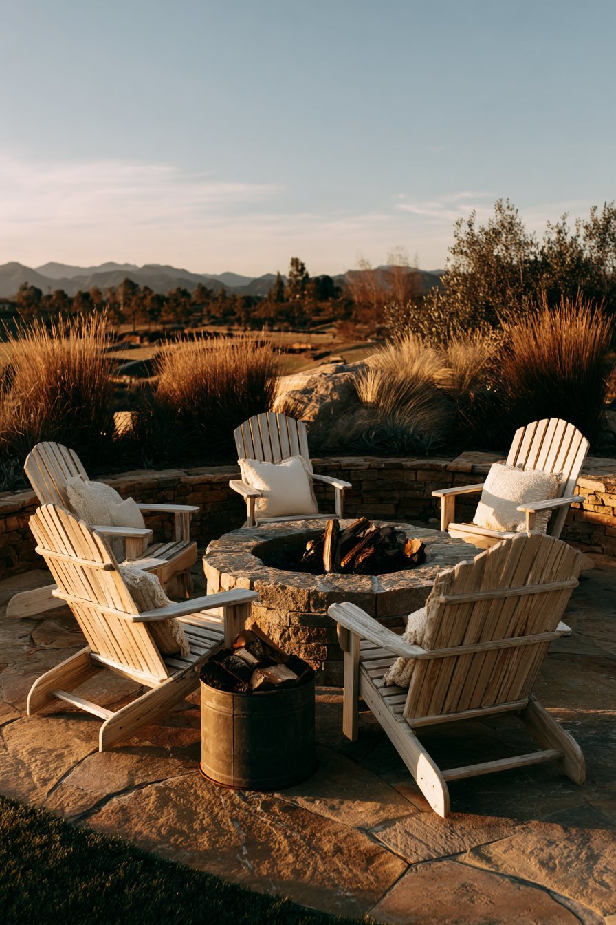 Stone-Bordered Fire Pit Gathering