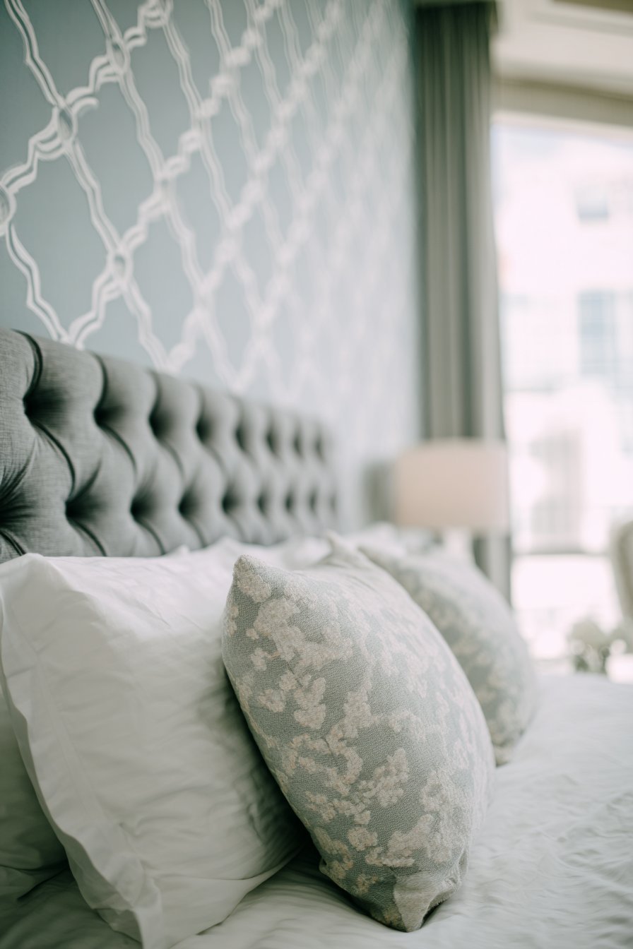 Geometric Light Blue Accent Wall Statement