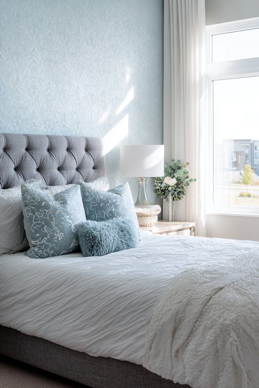 Geometric Light Blue Accent Wall Statement