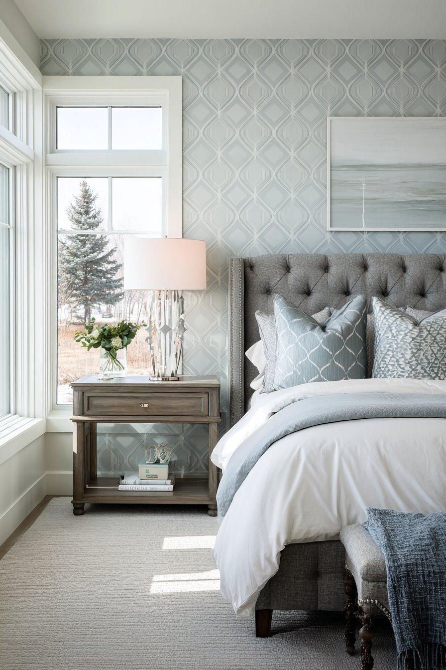 Geometric Light Blue Accent Wall Statement