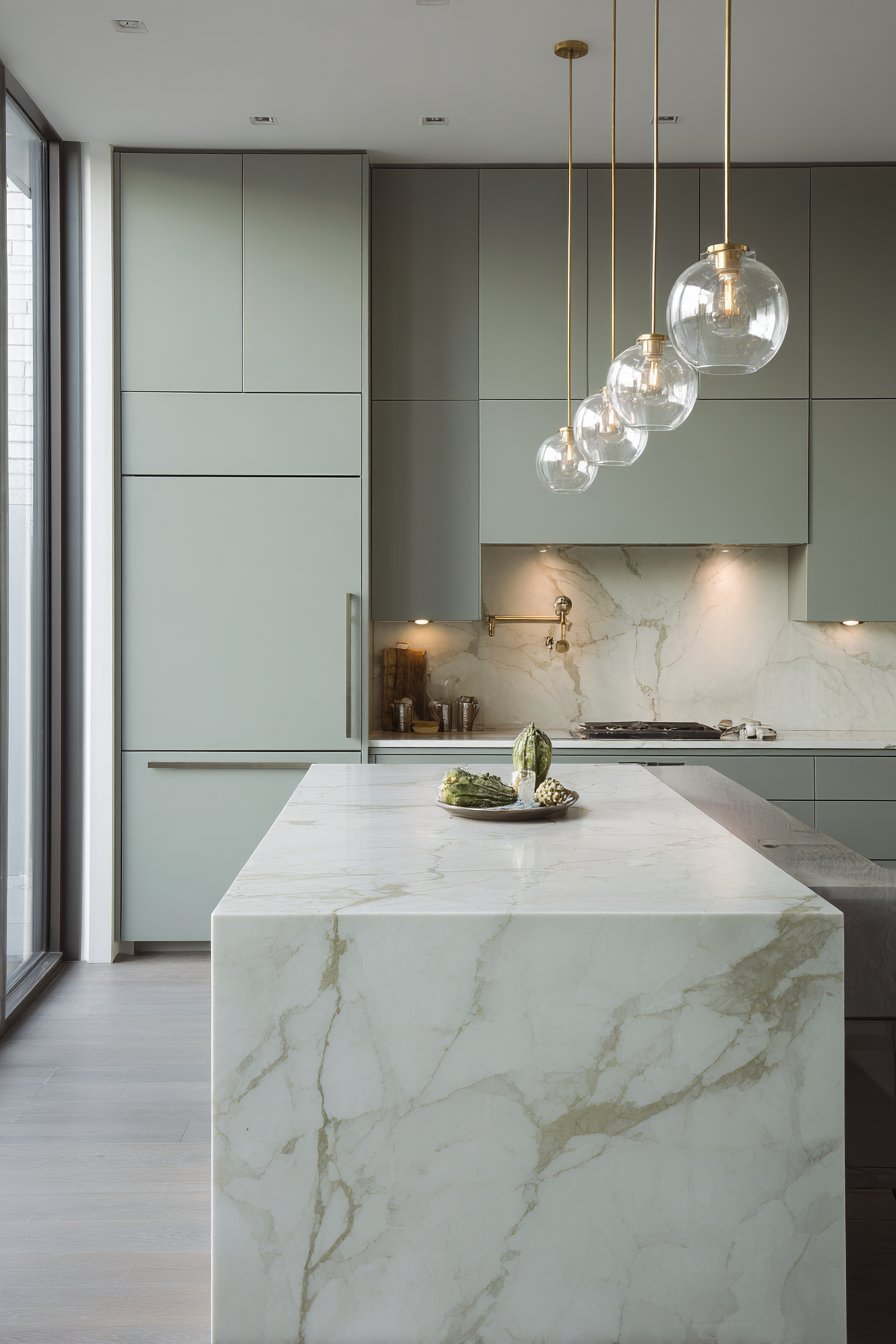 Sleek Pistachio Green Modern Kitchen