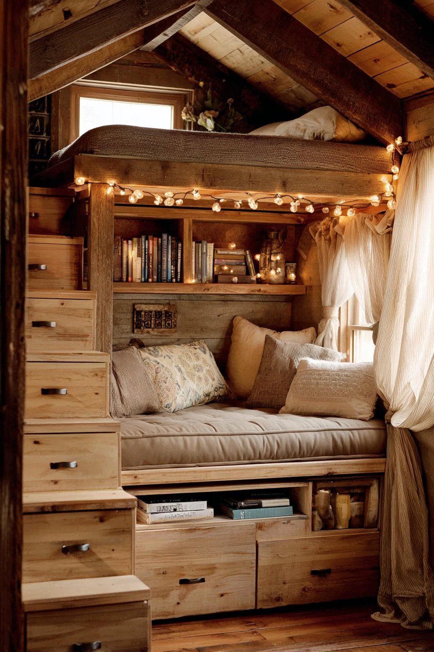 Lofted Platform Bed With Reading Nook