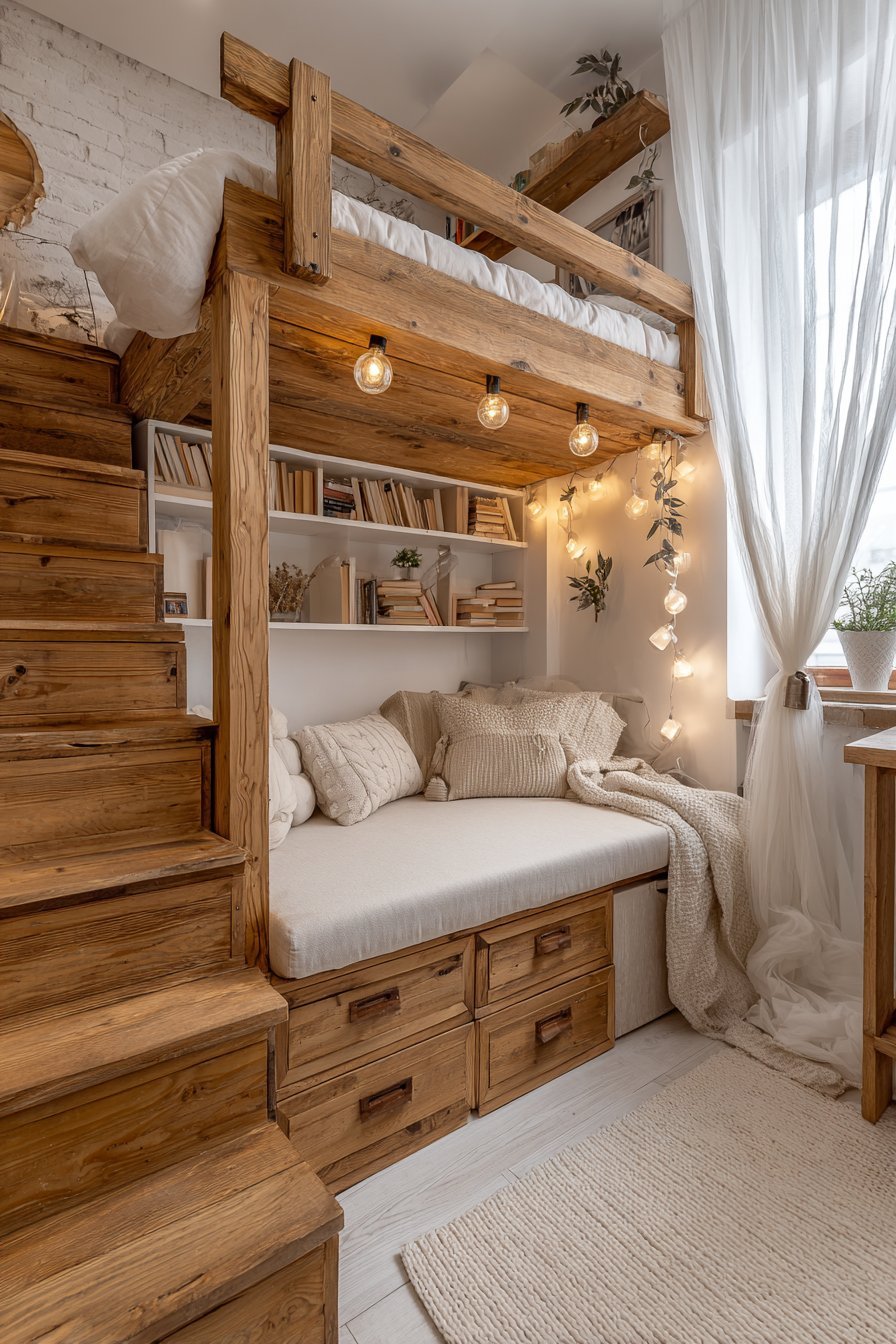 Lofted Platform Bed With Reading Nook