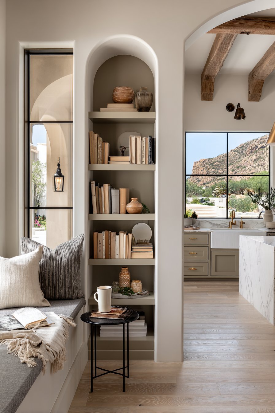 Reading Nook Alcove with Cookbook Storage