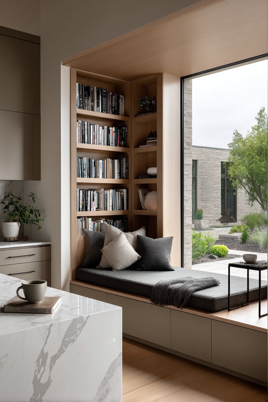 Reading Nook Alcove with Cookbook Storage
