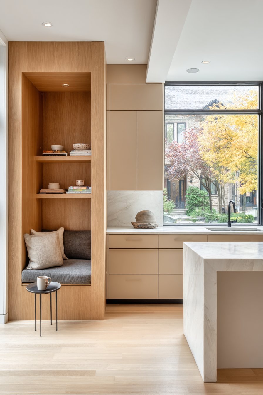 Reading Nook Alcove with Cookbook Storage