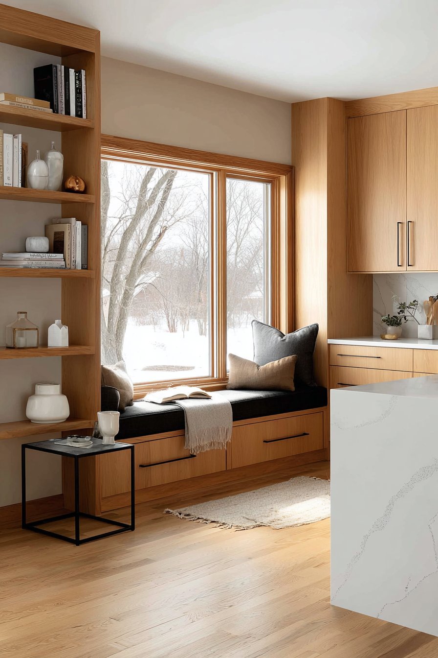 Reading Nook Alcove with Cookbook Storage