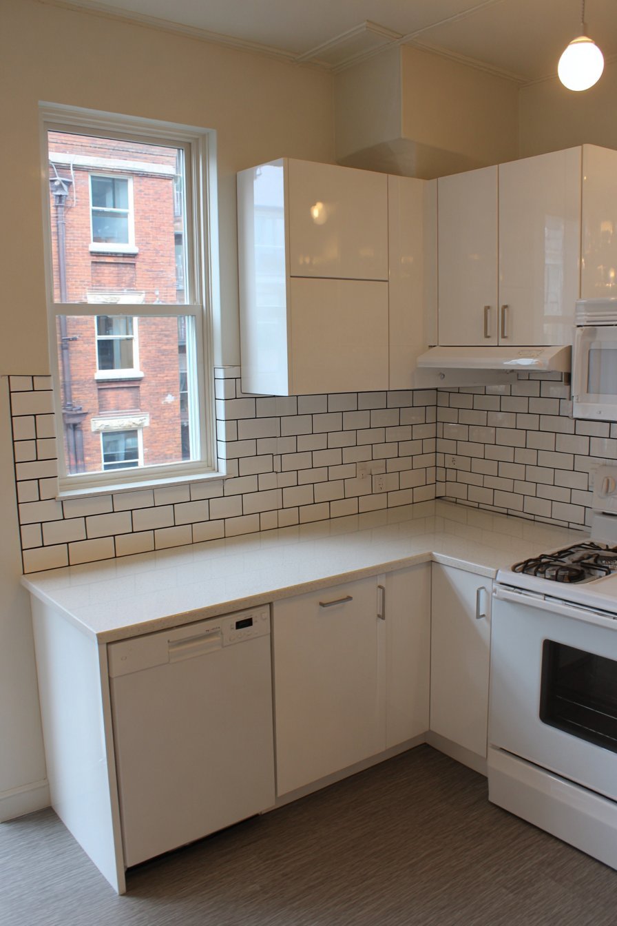 Compact U-Shaped White Kitchen