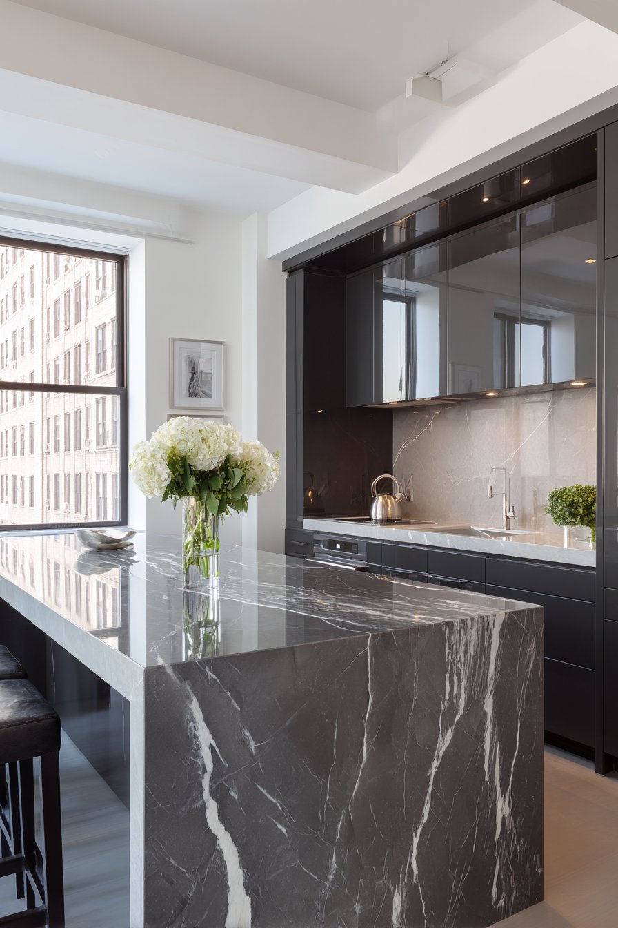 Bold Dark Charcoal with White Marble Luxury