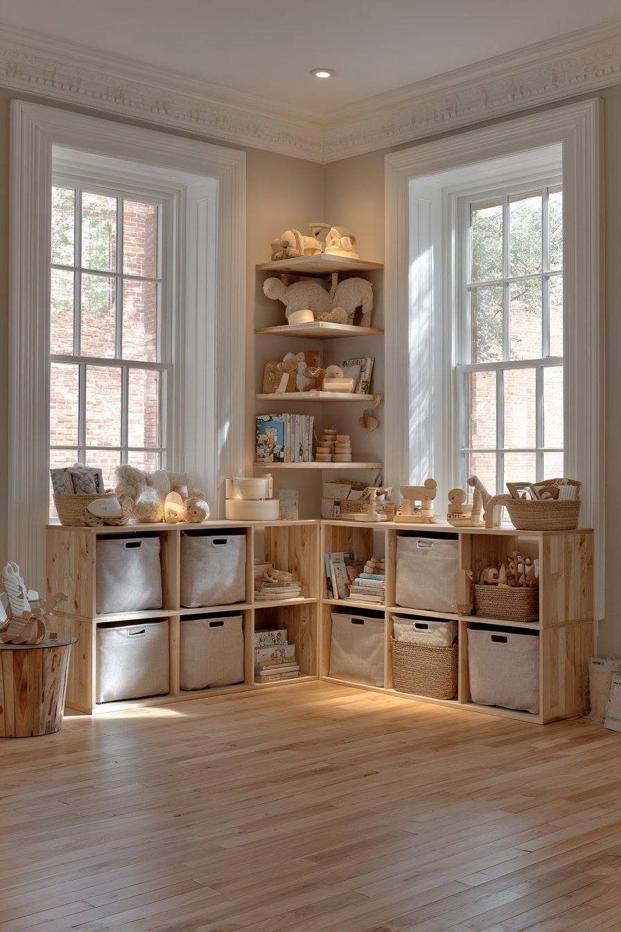 Transitional Modular Cube Storage L-Shape Configuration