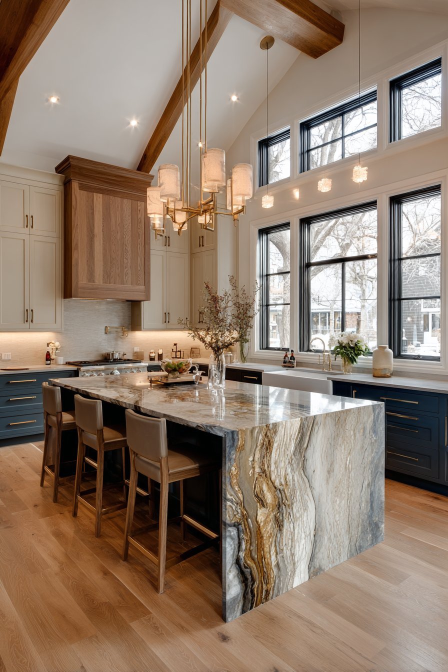 Layered Lighting Design With Crystal Chandelier