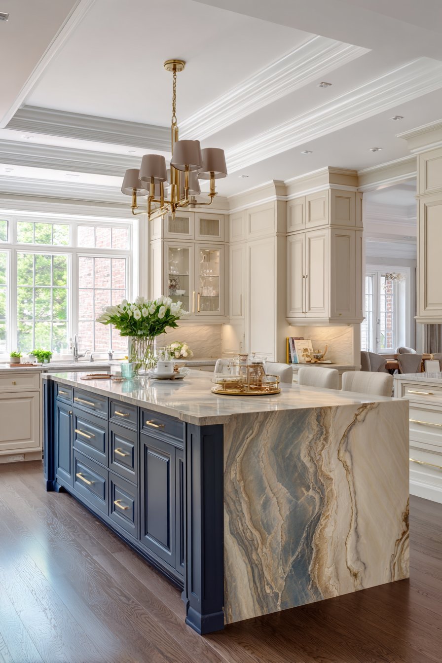 Layered Lighting Design With Crystal Chandelier