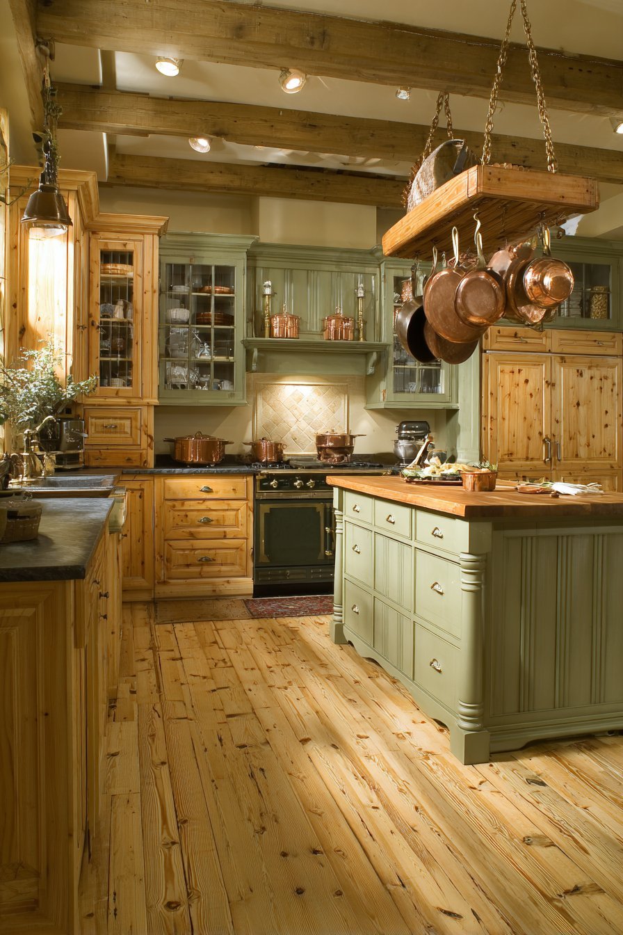 Suspended Wooden Pot Rack