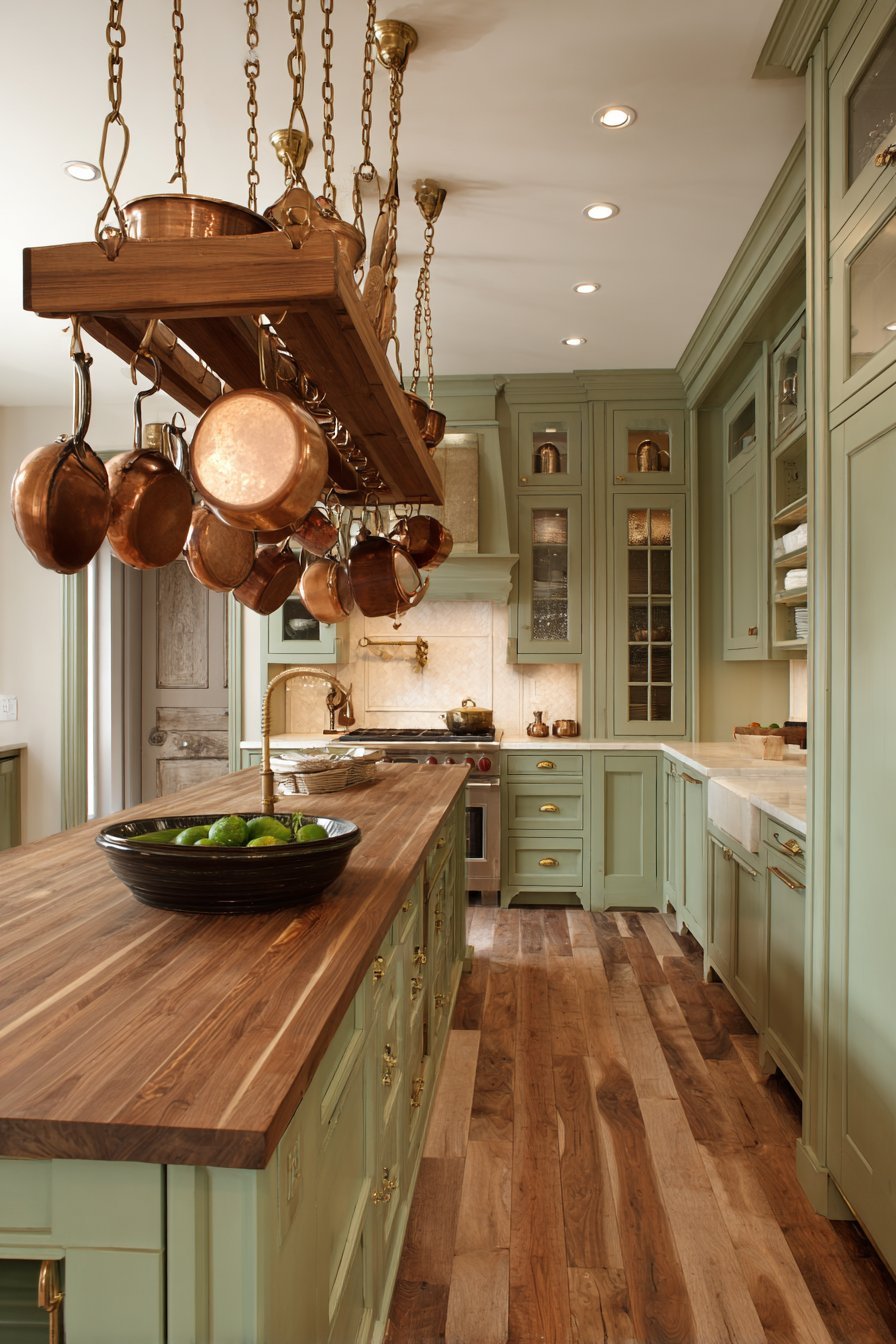 Suspended Wooden Pot Rack