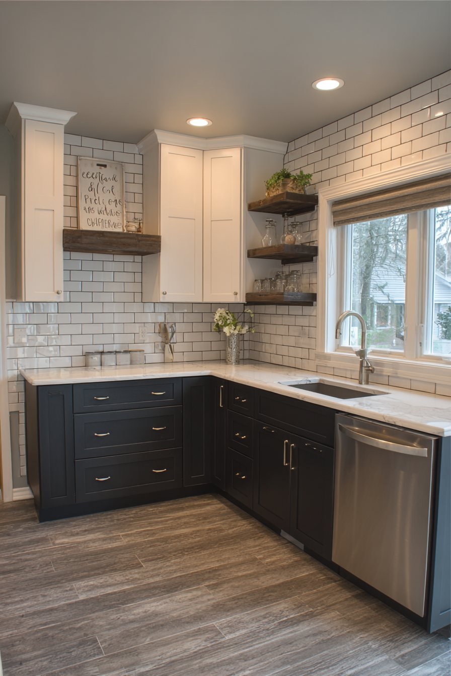 Two-Tone Cabinets Creating Visual Height