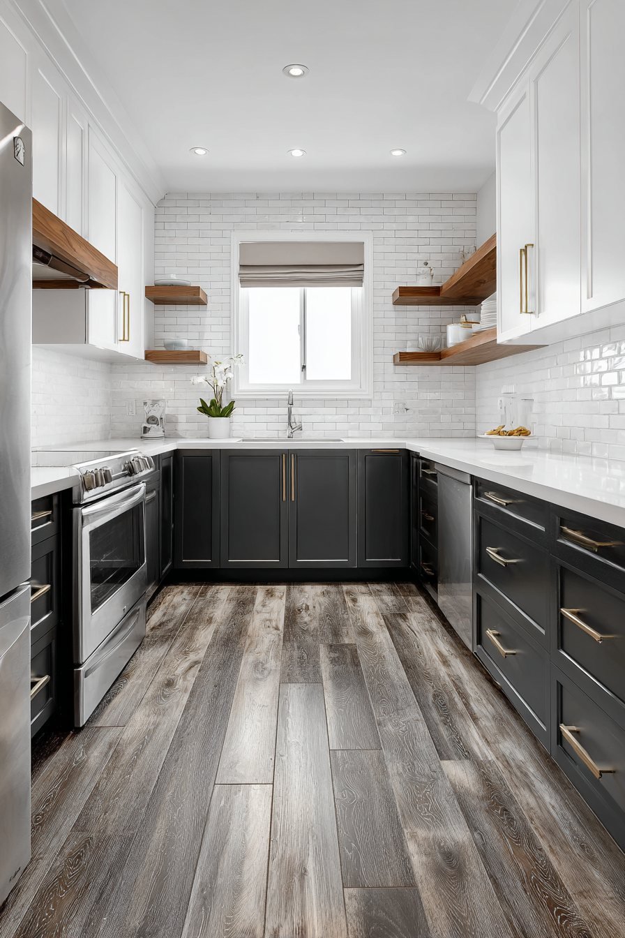 Two-Tone Cabinets Creating Visual Height