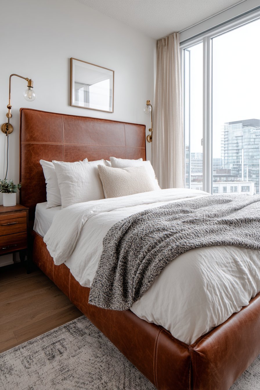 Leather-Wrapped Headboard Warmth