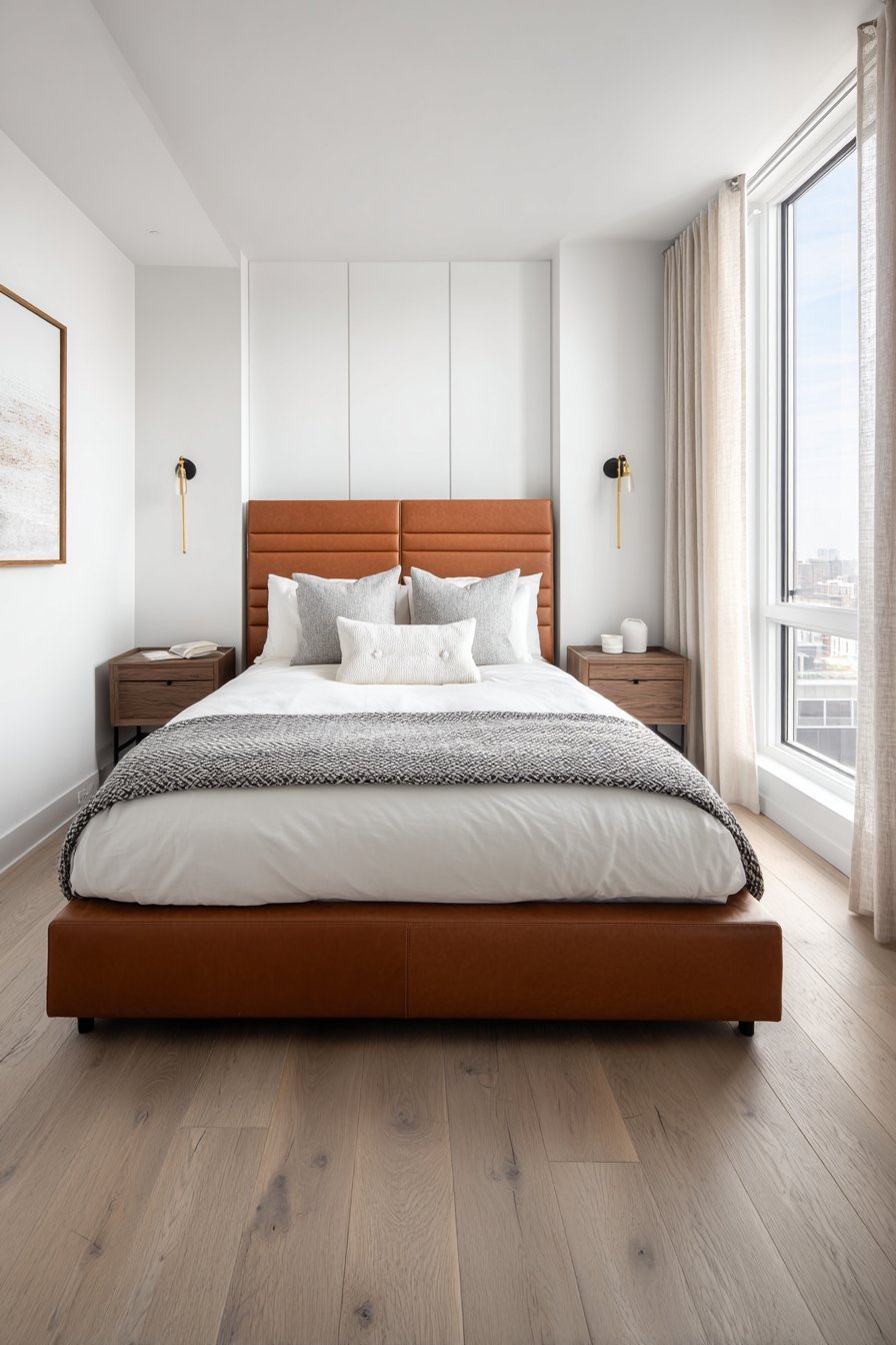 Leather-Wrapped Headboard Warmth