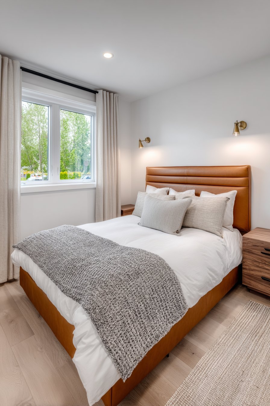 Leather-Wrapped Headboard Warmth