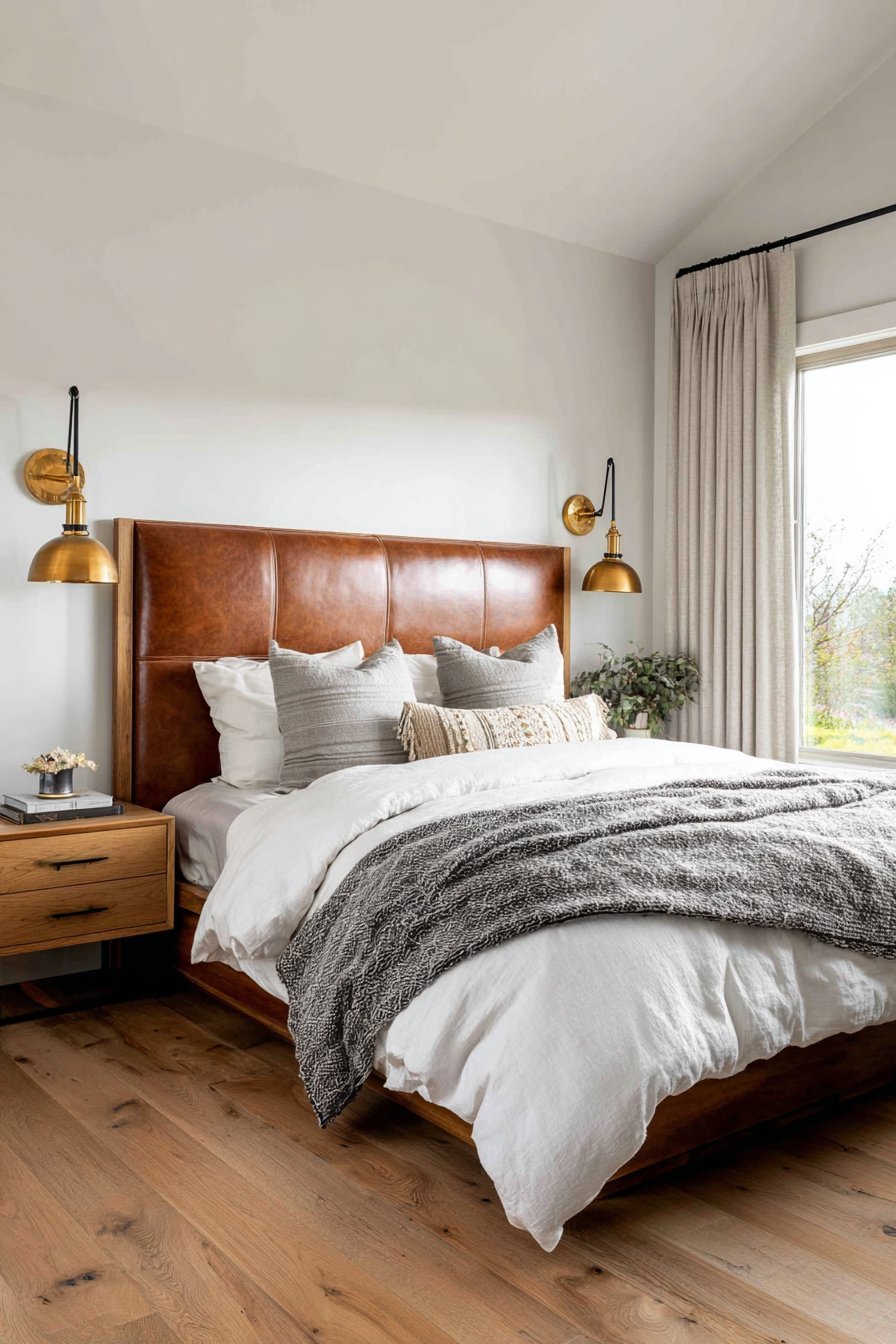 Leather-Wrapped Headboard Warmth