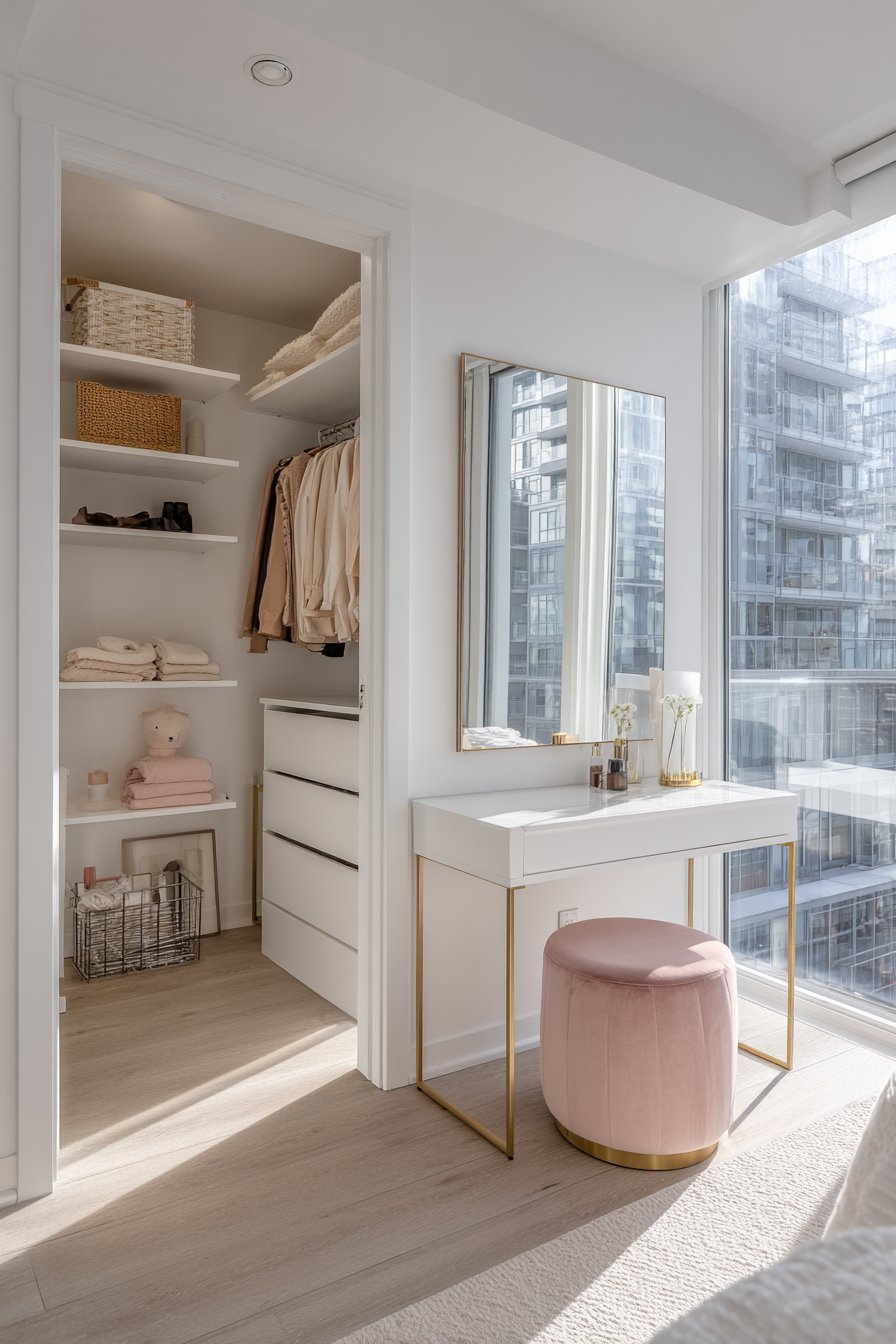 Walk-In Closet with Vanity Connection