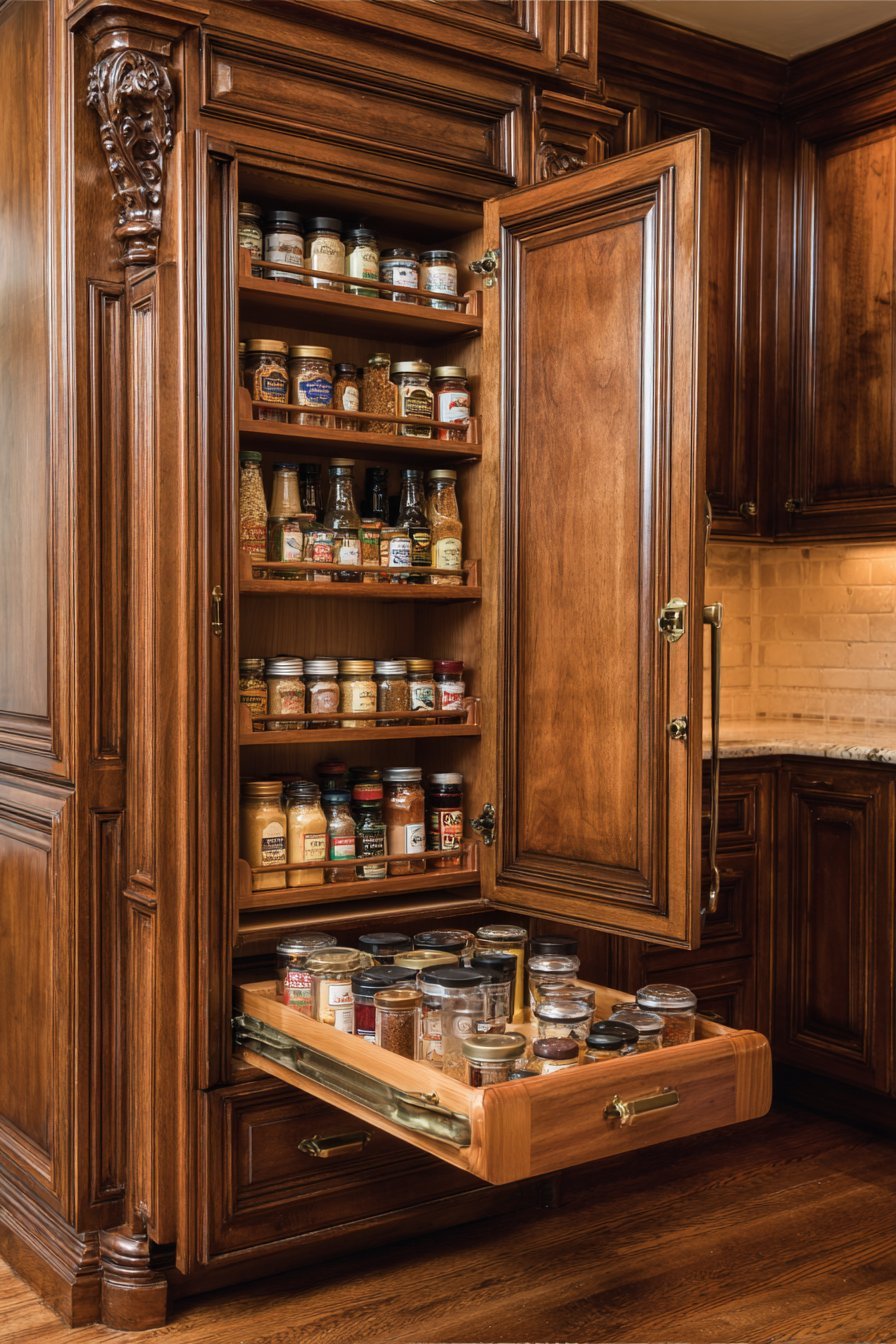 Traditional Spice Storage Pull-Out Cabinet