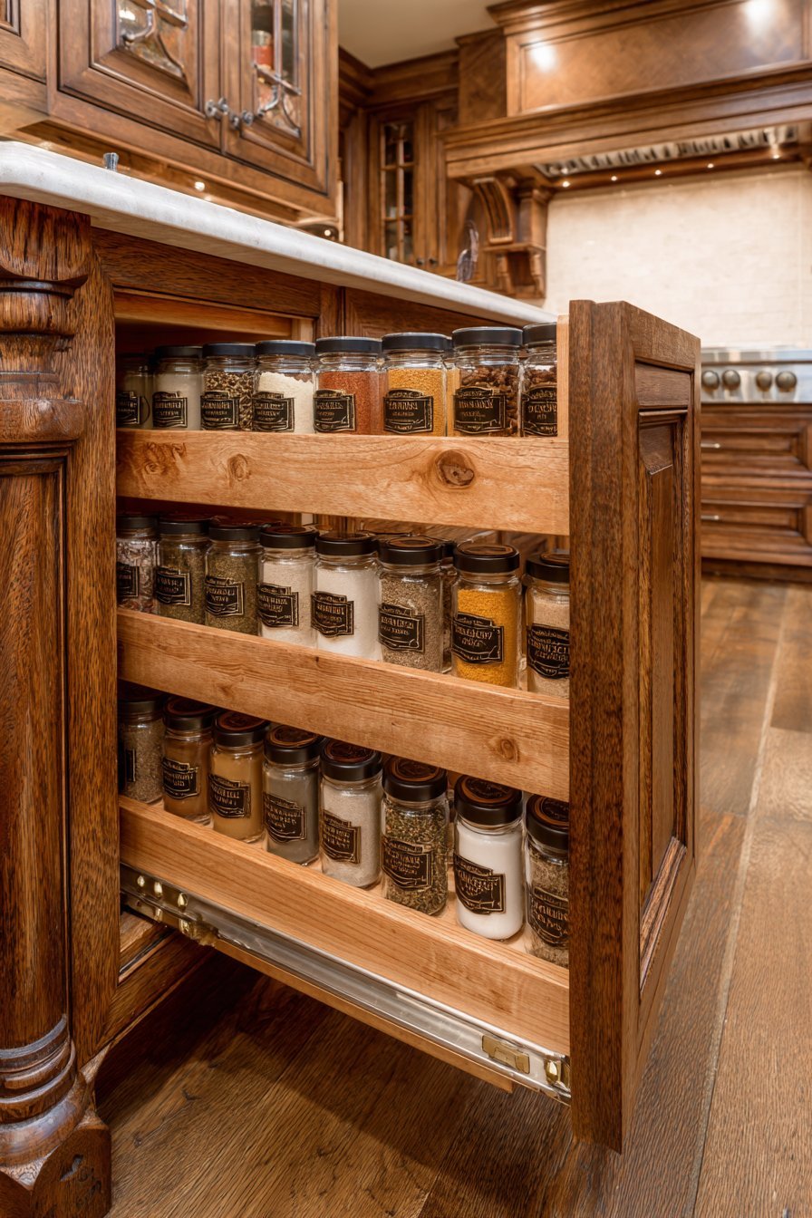 Traditional Spice Storage Pull-Out Cabinet