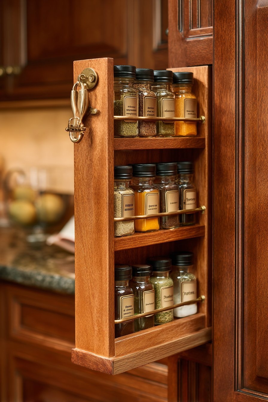 Traditional Spice Storage Pull-Out Cabinet