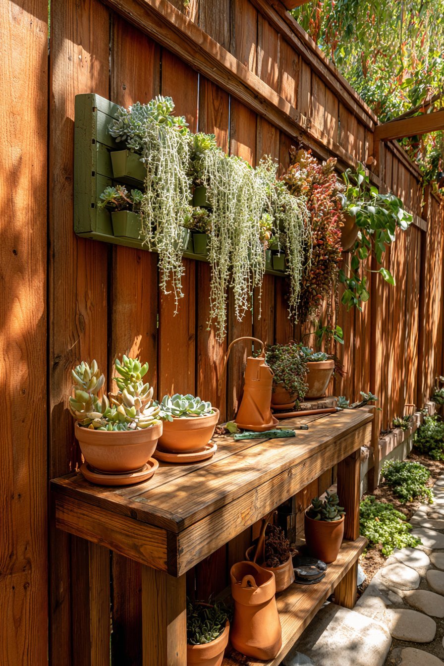 Vertical Garden Wall with Potting Station