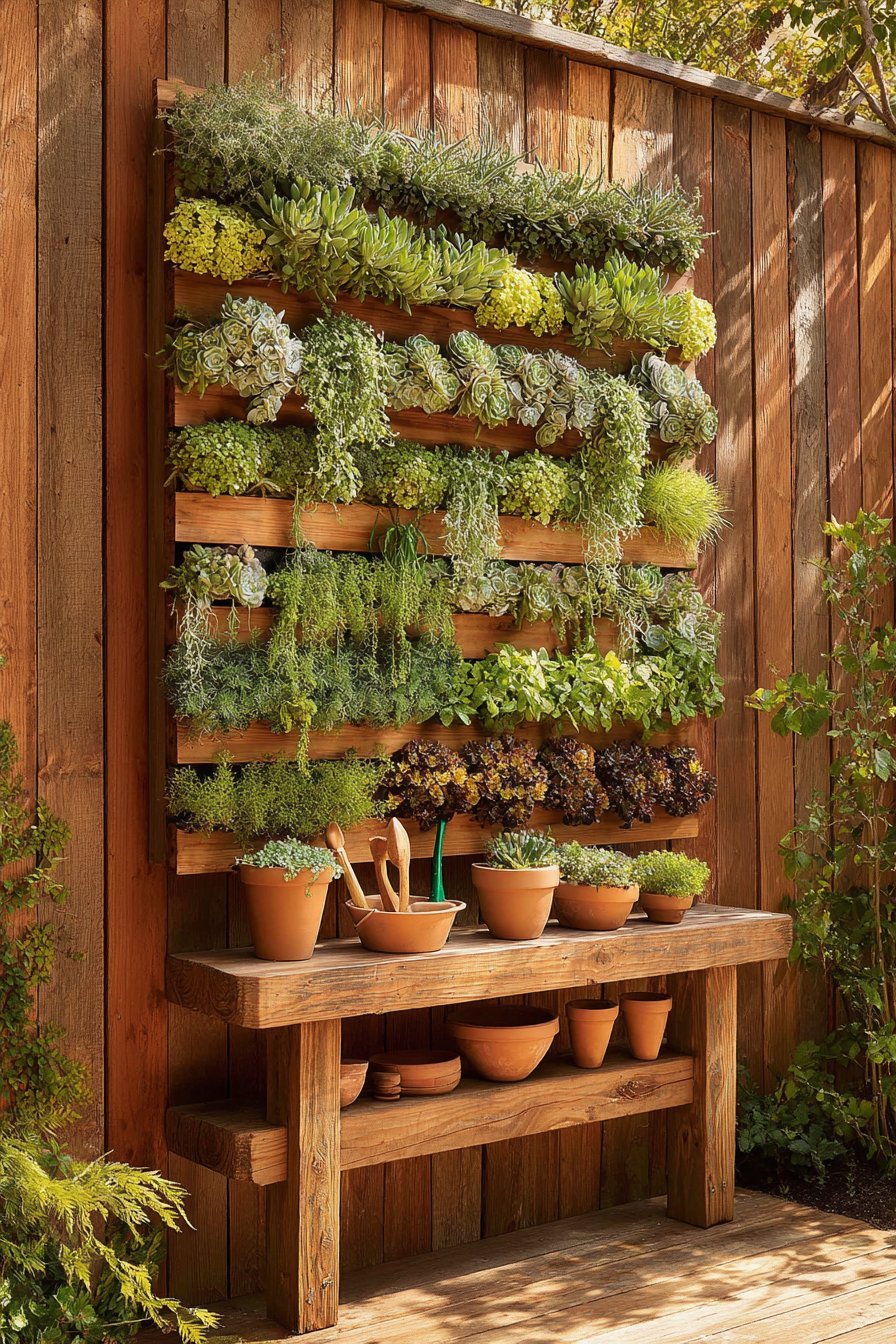 Vertical Garden Wall with Potting Station