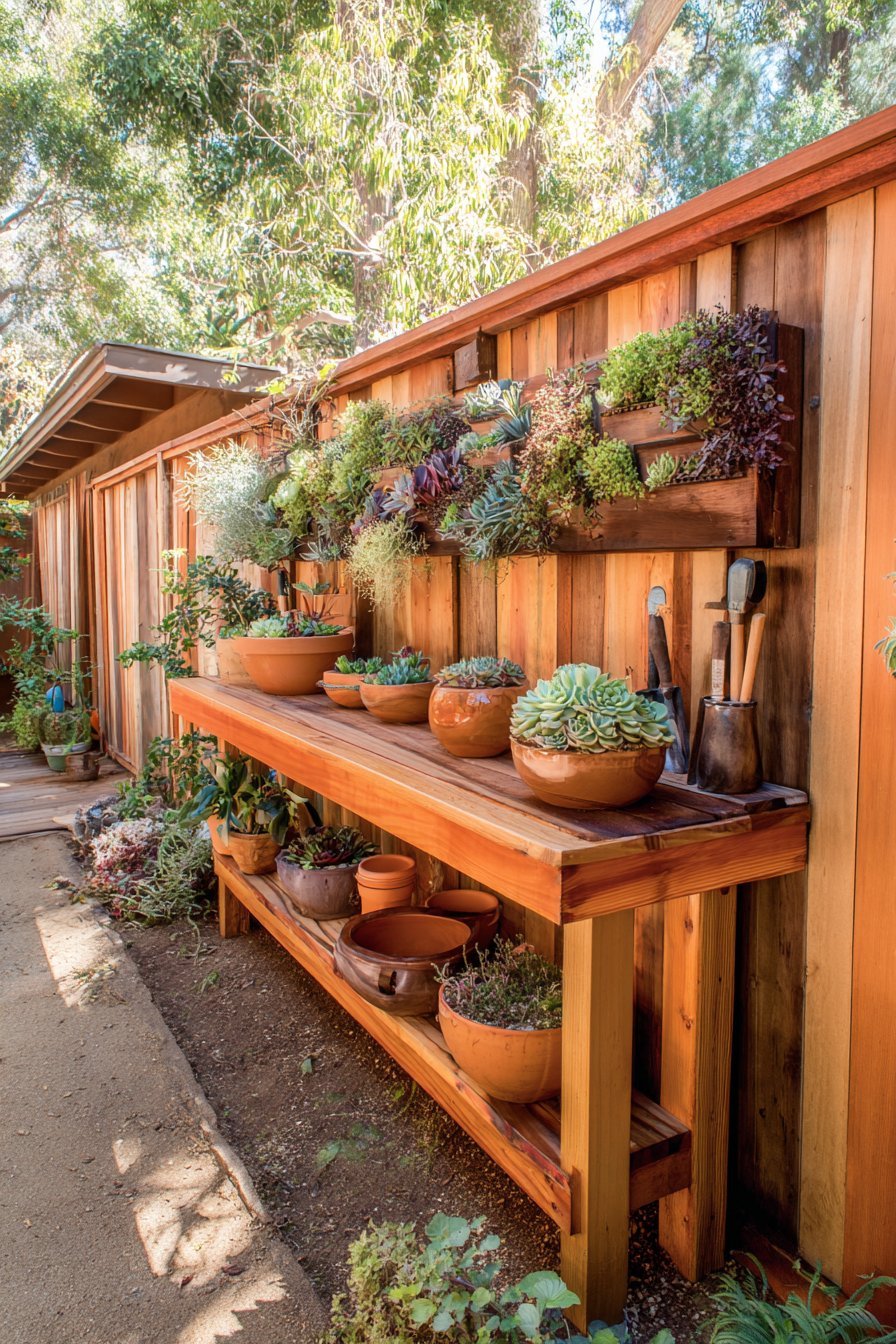 Vertical Garden Wall with Potting Station