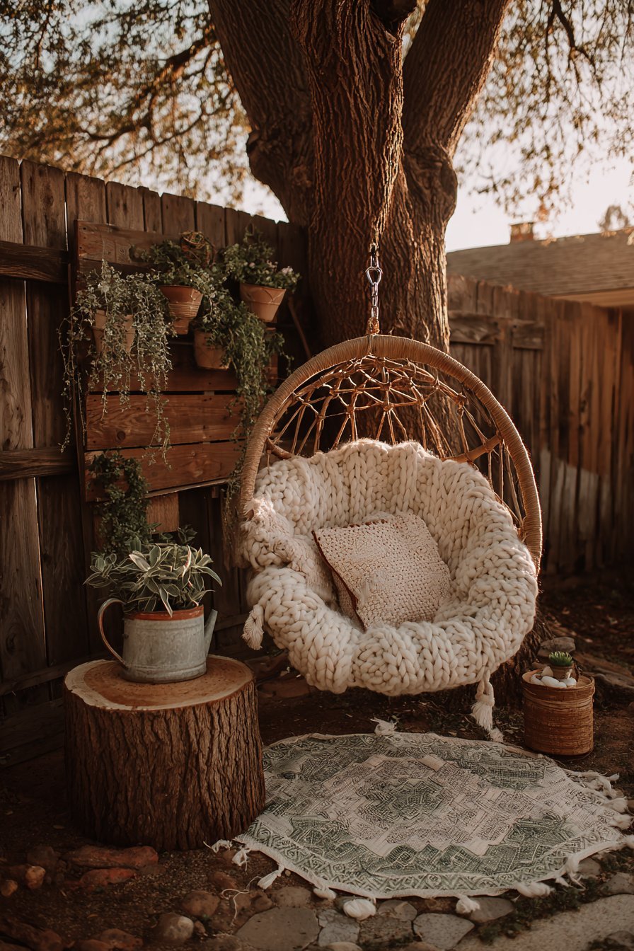 Hanging Egg Chair Reading Nook