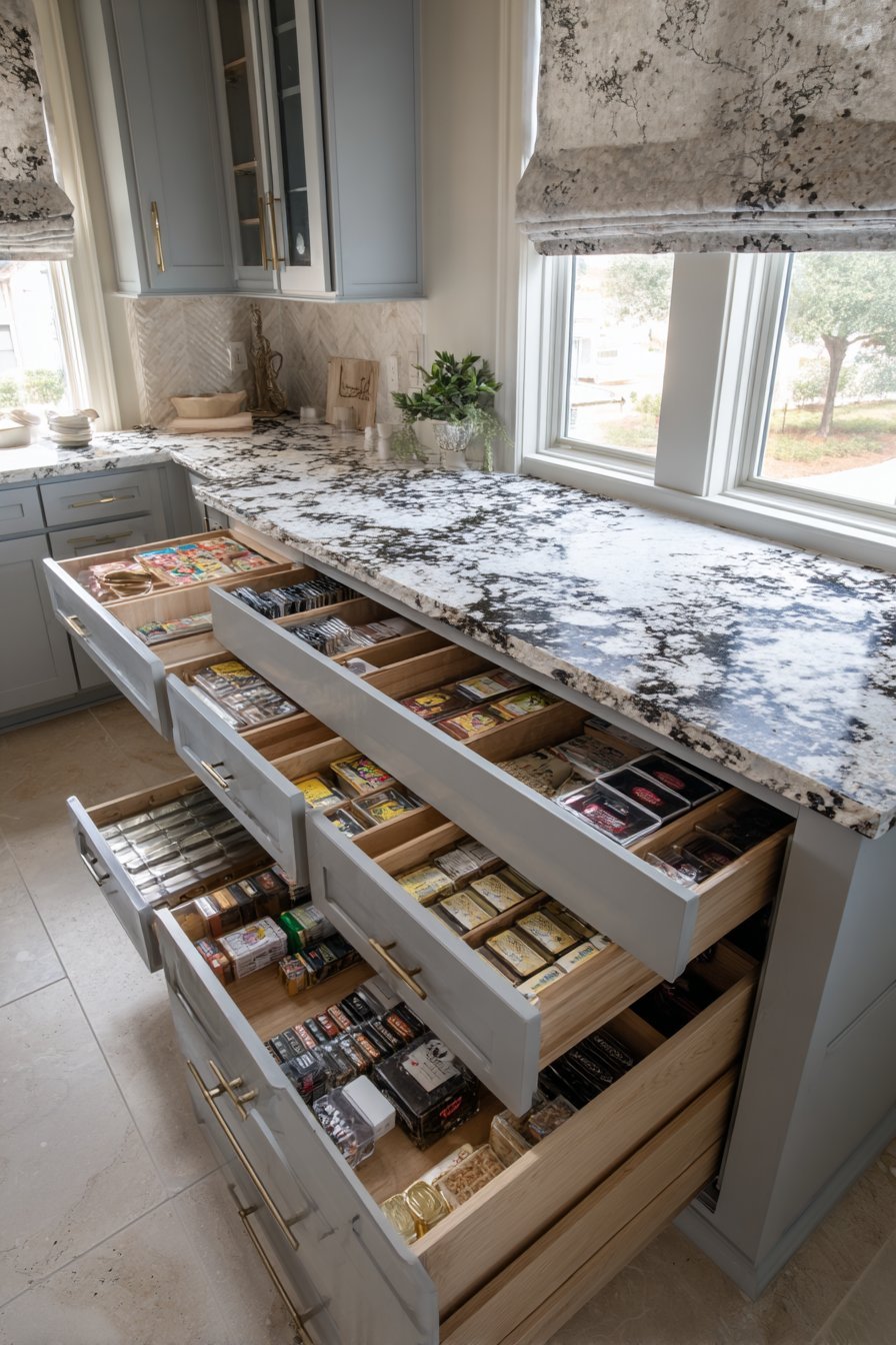 Transitional Grey Kitchen with Custom Storage