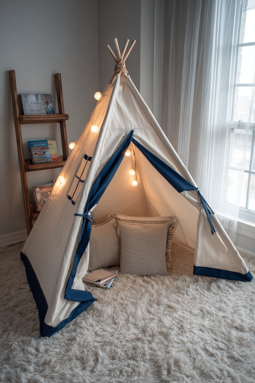Cozy Reading Corner with Canvas Teepee