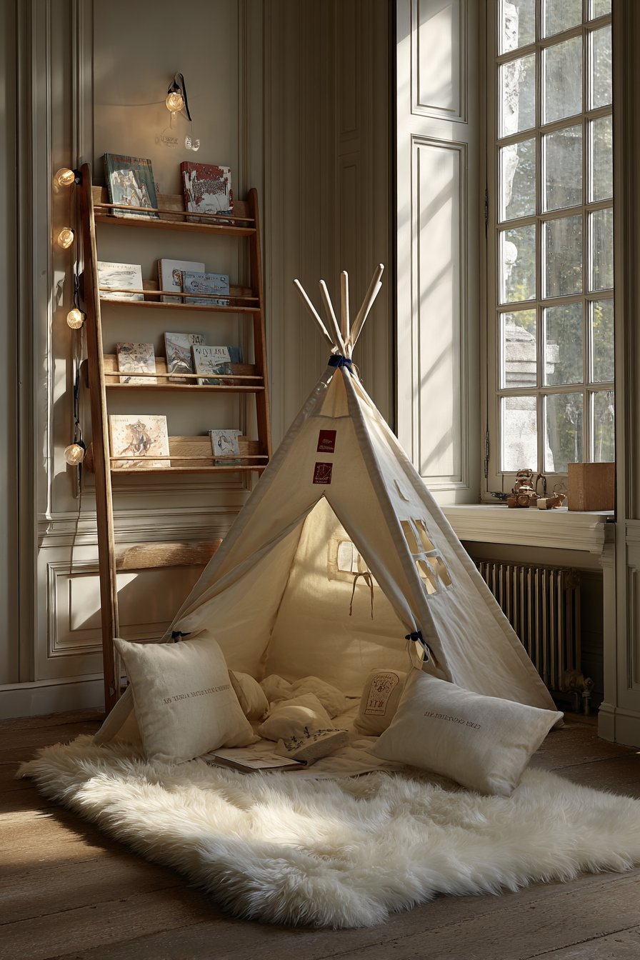 Cozy Reading Corner with Canvas Teepee